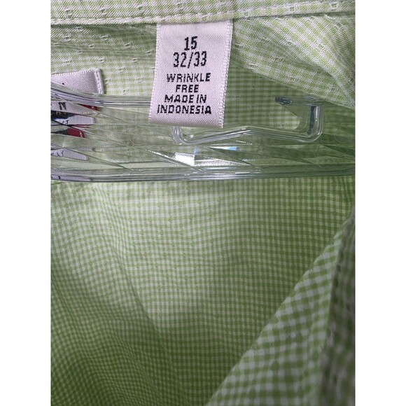 Van Heusen Shirt Mens 15 32/33 Green Long Sleeve Button Up Cotton Blend - Picture 3 of 7